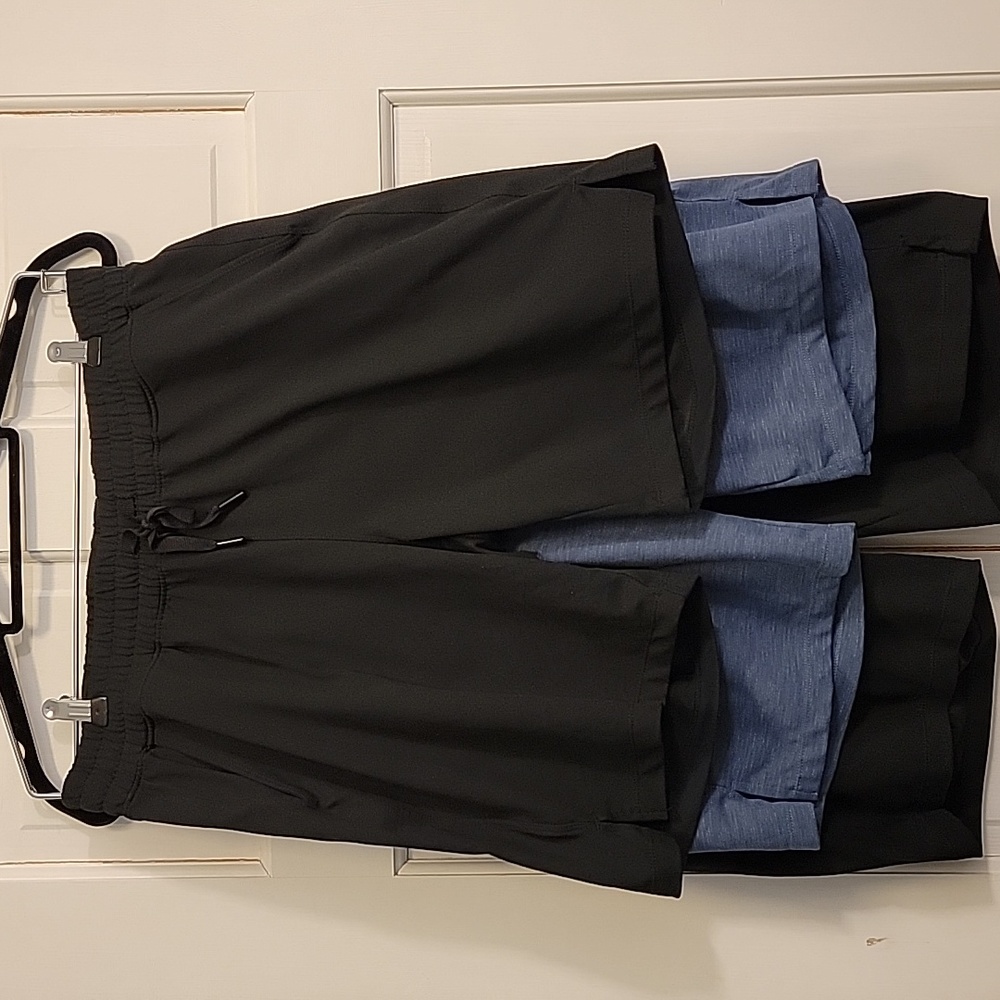 Mondetta knit shorts, size Large, 2 black, 1 blue